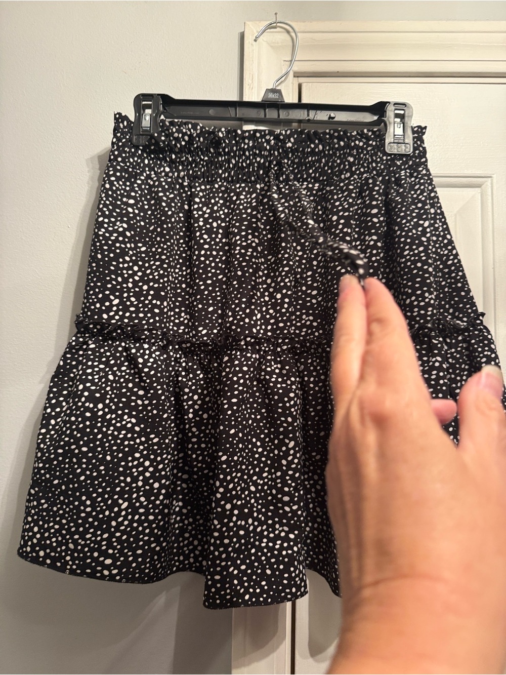 Black & White Polka Tiered Skirt - Women